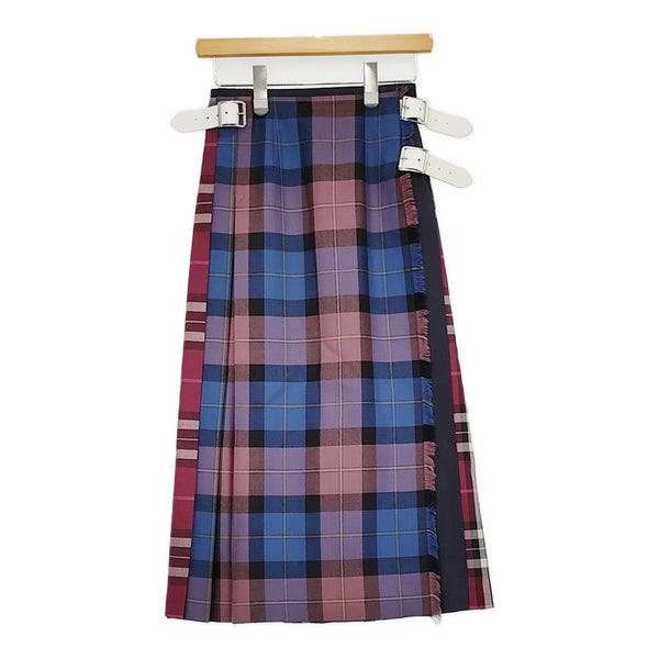 O'NEIL OF DUBLIN キルトスカート ウールコンビネーション パッチワーク レギュラー ピンク レディース オニールオブダブリン【中古】5-0603T♪