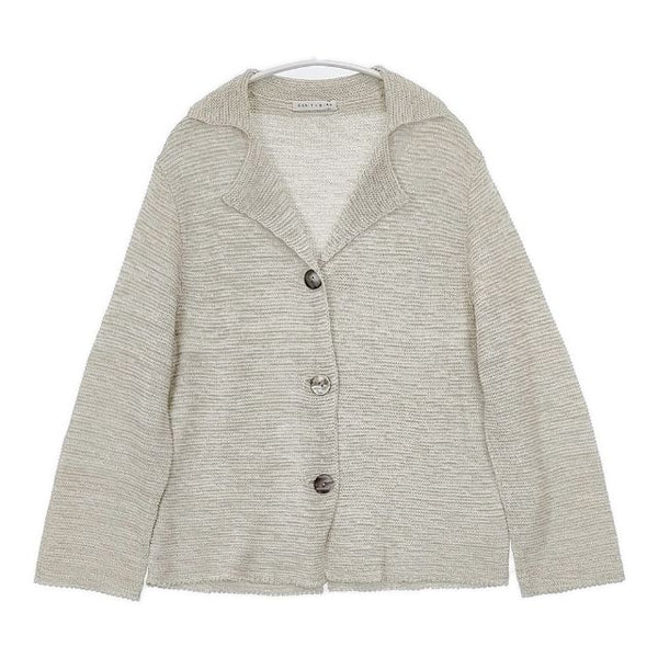 Craft hiro クラフト ヒロ コットン ニットジャケット 3284-30 ジャケット ライトグレー レディース【中古】5-0726M∞