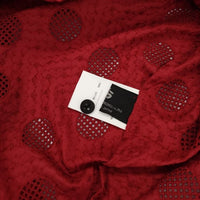 nuno 布 ドット 刺繍 ブラウス シャツ レッド レディース【中古】5-0921M∞