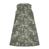 DAMA collection 新品 スペイン企画 刺繍入りワンピース 定価39800円 ノースリーブドレス リネン ワンピース グリーン ホワイト レディース ダーマコレクション【中古】5-0726M∞