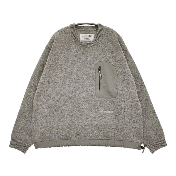 and wander 新品 shetland wool sweater L/XL 定価40700円 574-4284161 セーター ニット グレー メンズ アンドワンダー【中古】5-0912T♪#