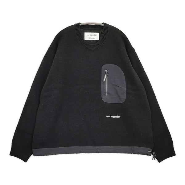 and wander 新品 shetland wool sweater L/XL 定価40700円 574-4284161 セーター ニット ブラック メンズ アンドワンダー【中古】5-0912T♪