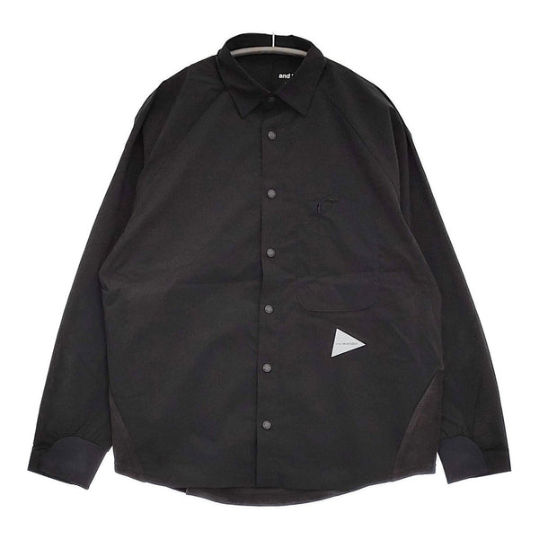 and wander 新品 fleece base LS shirt S 定価26400円 574-4253120 フリース切替 長袖シャツ ブラック メンズ アンドワンダー【中古】5-0912T♪