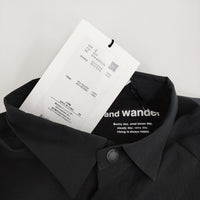 and wander 新品 fleece base LS shirt S 定価26400円 574-4253120 フリース切替 長袖シャツ ブラック メンズ アンドワンダー【中古】5-0912T♪