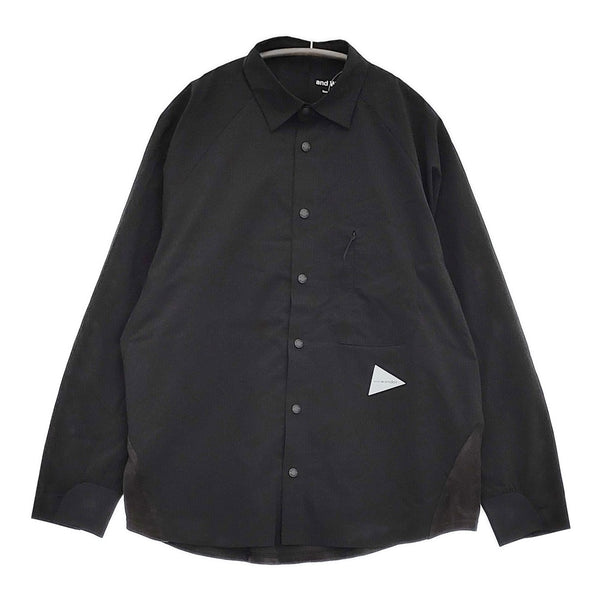 and wander 新品 fleece base LS shirt M 定価26400円 574-4253120 フリース切替 長袖シャツ ブラック メンズ アンドワンダー【中古】5-0912T♪