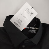 and wander 新品 fleece base LS shirt M 定価26400円 574-4253120 フリース切替 長袖シャツ ブラック メンズ アンドワンダー【中古】5-0912T♪
