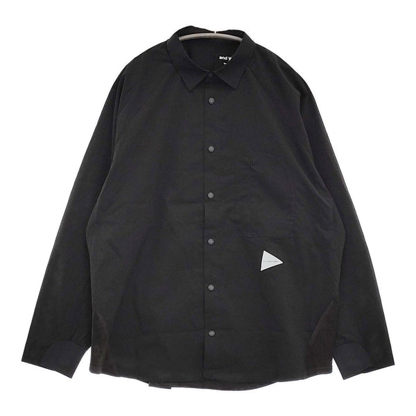 and wander 新品 fleece base LS shirt XL 定価26400円 574-4253120 フリース切替 長袖シャツ ブラック メンズ アンドワンダー【中古】5-0912T♪