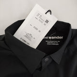 and wander 新品 fleece base LS shirt XL 定価26400円 574-4253120 フリース切替 長袖シャツ ブラック メンズ アンドワンダー【中古】5-0912T♪