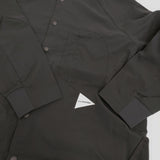 and wander 新品 fleece base LS shirt XL 定価26400円 574-4253120 フリース切替 長袖シャツ ブラック メンズ アンドワンダー【中古】5-0912T♪