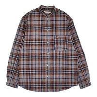 SUNSHINE+CLOUD 新品 Shirt-open standa 0 定価28600円 スタンドカラーシャツ ブラウン ブルー レディース サンシャイン+クラウド【中古】5-0912T♪