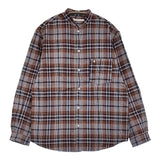 SUNSHINE+CLOUD 新品 Shirt-open standa 0 定価28600円 スタンドカラーシャツ ブラウン ブルー レディース サンシャイン+クラウド【中古】5-0912T♪