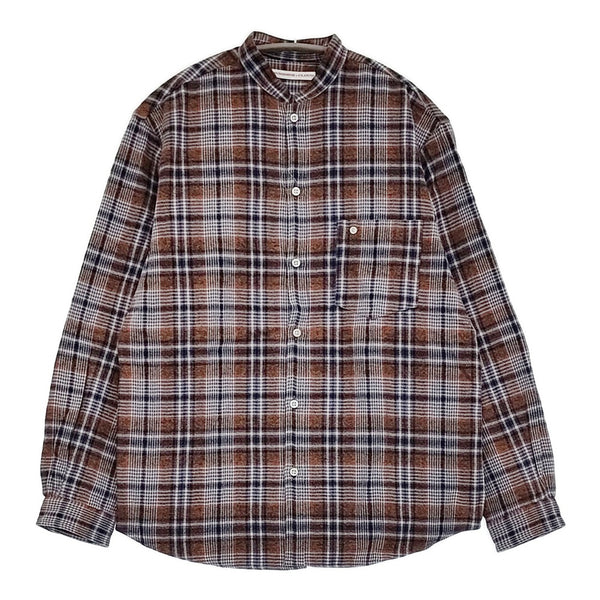 SUNSHINE+CLOUD 新品 Shirt-open standa 0 定価28600円 スタンドカラーシャツ ブラウン ブルー レディース サンシャイン+クラウド【中古】5-0912T♪