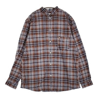 SUNSHINE+CLOUD 新品 Shirt-open standa 3 定価28600円 スタンドカラーシャツ ブラウン ブルー メンズ サンシャイン+クラウド【中古】5-0912T♪