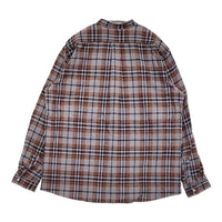 SUNSHINE+CLOUD 新品 Shirt-open standa 3 定価28600円 スタンドカラーシャツ ブラウン ブルー メンズ サンシャイン+クラウド【中古】5-0912T♪