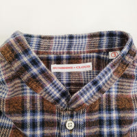 SUNSHINE+CLOUD 新品 Shirt-open standa 3 定価28600円 スタンドカラーシャツ ブラウン ブルー メンズ サンシャイン+クラウド【中古】5-0912T♪