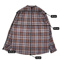 SUNSHINE+CLOUD 新品 Shirt-open standa 3 定価28600円 スタンドカラーシャツ ブラウン ブルー メンズ サンシャイン+クラウド【中古】5-0912T♪