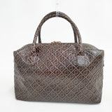 GHERARDINI レザー 型押し ボストンバッグ トートバッグ ブラウン レディース ゲラルディーニ【中古】5-1112G∞