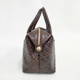 GHERARDINI レザー 型押し ボストンバッグ トートバッグ ブラウン レディース ゲラルディーニ【中古】5-1112G∞