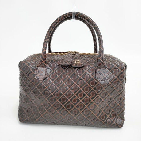 未使用✨　ゲラルディーニ　ハンドバッグ　ダークブラウン　レディース GHERARDINI レザー 型押し ボストンバッグ トートバッグ ブラウン