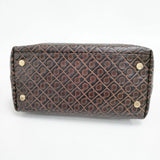 GHERARDINI レザー 型押し ボストンバッグ トートバッグ ブラウン レディース ゲラルディーニ【中古】5-1112G∞