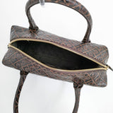 GHERARDINI レザー 型押し ボストンバッグ トートバッグ ブラウン レディース ゲラルディーニ【中古】5-1112G∞