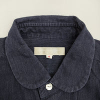 MORIKAGE SHIRT 丸襟 ラウンドカラーシャツワンピ サイズS ギャザー ワンピース ネイビー レディース モリカゲシャツキョウト【中古】5-0622S♪