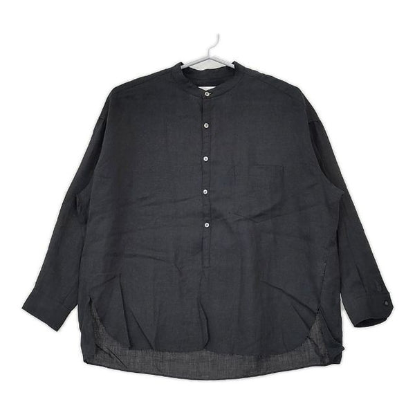 TICCA リネンノーカラー 定価25300円 TBBS-303 ブラウス シャツ 22SS ブラック レディース ティッカ【中古】5-0807M∞