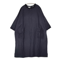 (g) リネン混 フリル ガーゼ ドロップショルダー ワンピース ネイビー レディース グラム【中古】5-0622S♪