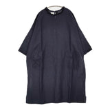 (g) リネン混 フリル ガーゼ ドロップショルダー ワンピース ネイビー レディース グラム【中古】5-0622S♪