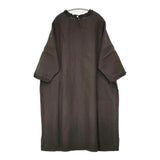 (g) リネン混 フリル ガーゼ ドロップショルダー ワンピース ダークブラウン レディース グラム【中古】5-0622S♪