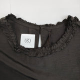 (g) リネン混 フリル ガーゼ ドロップショルダー ワンピース ダークブラウン レディース グラム【中古】5-0622S♪