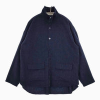 (g) ウール混 スタンドカラー ガーゼ シャツジャケット 長袖シャツ ネイビー レディース グラム【中古】5-0818T∞