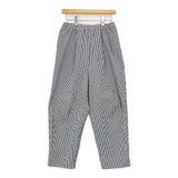 (g) ギンガムチェック ガーゼ シアサッカー イージー パンツ ネイビー ホワイト レディース グラム【中古】5-0807M∞