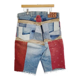 KAPITAL KOUNTRY パッチワーク 36 コットンリネン カットオフ ショートパンツ ハーフパンツ ブルー メンズ キャピタルカントリー【中古】5-1014S♪