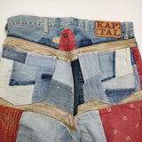 KAPITAL KOUNTRY パッチワーク 36 コットンリネン カットオフ ショートパンツ ハーフパンツ ブルー メンズ キャピタルカントリー【中古】5-1014S♪
