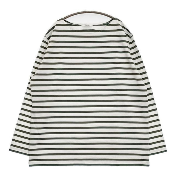 AURALEE/IENA バスクシャツ A21AB01IE ボーダー 長袖Ｔシャツ カットソー ロンＴ ホワイト グリーン レディース オーラリー/イエナ【中古】5-0921M∞