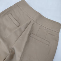 qualite コットン2重織ストレートパンツ 定価25300円 32440050000 センタープレススラックス パンツ ベージュ レディース カリテ【中古】5-0921G∞