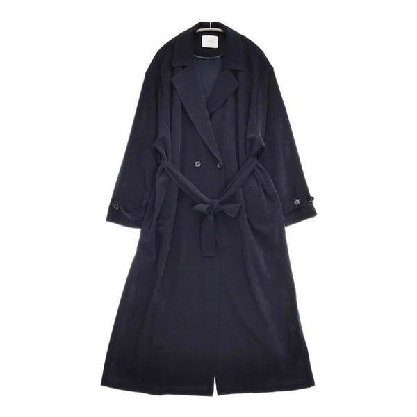 MANOF OVER LONG COAT 定価30800円 86101-0012 ベルト付き トレンチコート ネイビー レディース マノフ【中古】5-0921M∞