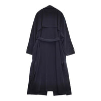 MANOF OVER LONG COAT 定価30800円 86101-0012 ベルト付き トレンチコート ネイビー レディース マノフ【中古】5-0921M∞