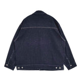 UpcycleLino BASIC 600225-7025 nest Robe コットンリネン デニムジャケット ネイビー レディース アップサイクルリノ【中古】5-0922M∞