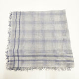 Faliero Sarti タッタソールチェック コットン インド製 ストール ホワイト ブルー レディース ファリエロサルティ【中古】5-0726M◎