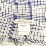 Faliero Sarti タッタソールチェック コットン インド製 ストール ホワイト ブルー レディース ファリエロサルティ【中古】5-0726M◎