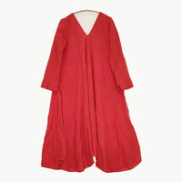 HALLELUJAH 小間使いローブ サイズ38 リネン Vネック ワンピース レッド レディース ハレルヤ【中古】5-0603M♪