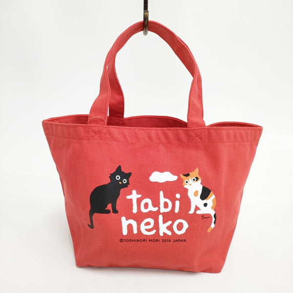 tabineko もりとしのり たびねこ トートバッグ レッド レディース【中古】5-0808G◎