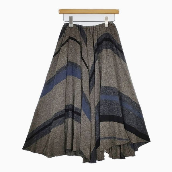 gasa シルクニットスカート 定価50400円 13112-14112 ロングスカート グレー ネイビー レディース ガサ【中古】5-0818T∞