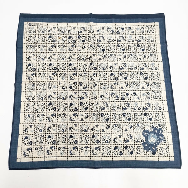 45R/45rpm コットンバンダナ 花柄 藍染め インディゴ 日本製 スカーフ ホワイト ネイビー レディース フォーティーファイブアールピーエム【中古】5-0913G◎