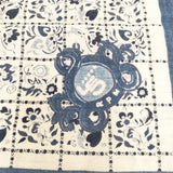 45R/45rpm コットンバンダナ 花柄 藍染め インディゴ 日本製 スカーフ ホワイト ネイビー レディース フォーティーファイブアールピーエム【中古】5-0913G◎