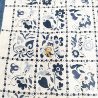45R/45rpm コットンバンダナ 花柄 藍染め インディゴ 日本製 スカーフ ホワイト ネイビー レディース フォーティーファイブアールピーエム【中古】5-0913G◎