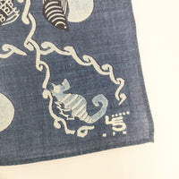45R/45rpm コットンバンダナ 魚柄 藍染め インディゴ 日本製 スカーフ ネイビー ホワイト レディース フォーティーファイブアールピーエム【中古】5-0913G◎
