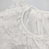 HUG O WaR 襟レース シュリンク チュニック ブラウス シャツ ホワイト レディース ハグオーワー【中古】5-0807M∞